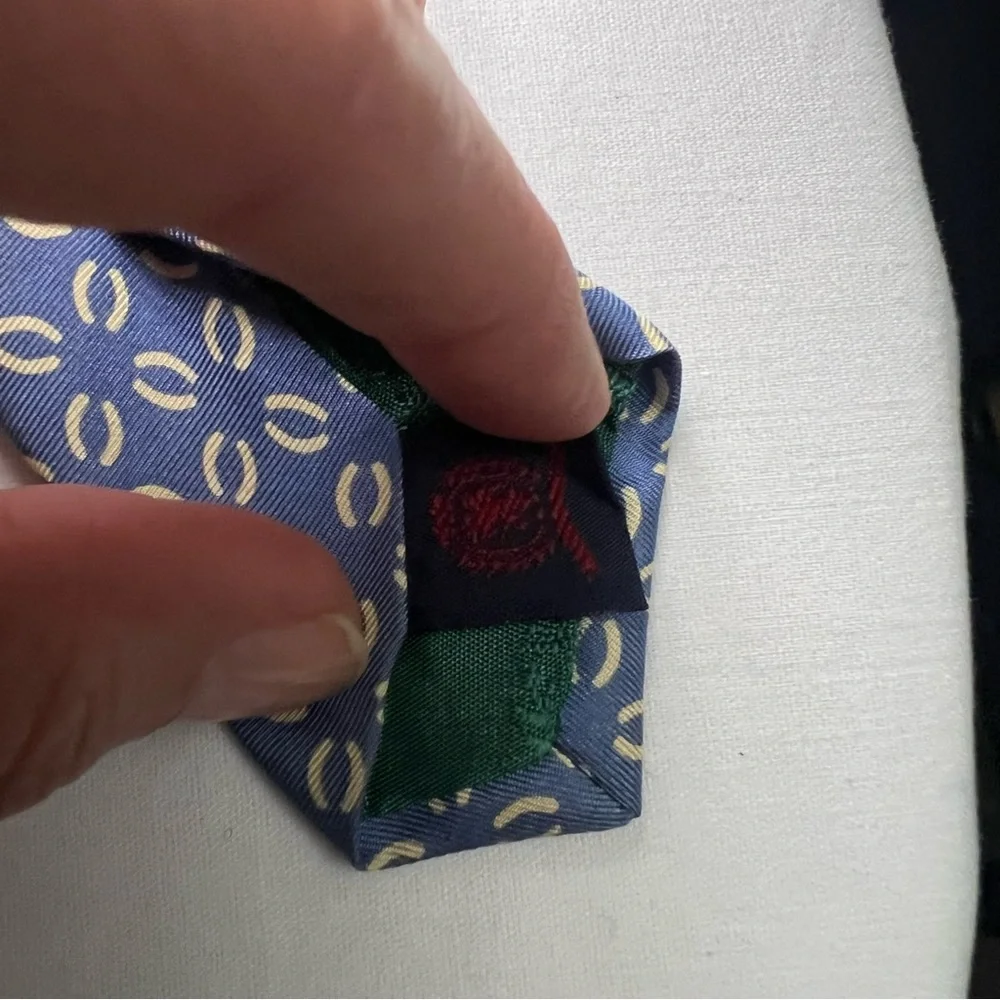 Tommy Hilfiger 100% Silk Designer Tie Blue‎ Geometric Preppy Necktie US-Made